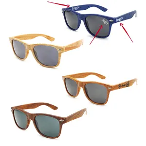 Gafas de sol de diseño personalizado, material PC, imitación de madera, textura, chino, venta al por mayor