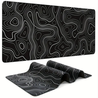 Tapis de Souris XL XXL Noir Blanc Néon Marbre Antidérapant – Modèle Très Vendu avec Impression de Lignes – Tapis de Bureau