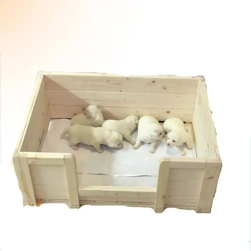 HelloWorld Indoor Pet House Para Cães Grávidas Welping Box Facilmente Montado Segurança Caixa Whelp Madeira Branca E Playpen