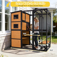 Grande enclos pour chat en bois, résistant aux intempéries, durable, spacieux, avec plateformes de repos, indestructible, pour chats errants