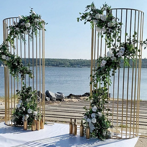 Arco, support de fond en métal incurvé pour mariage, demi-cercle, clôture, fond en acier inoxydable doré, décoration de mariage, arche - Product Image 3