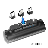 Banque d'alimentation mini 3-en-1 5000mAh Prise droite Charge sans fil Sortie Type-C 10W Affichage LED Portable Magnétique 21700 Lithium