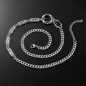 Irregular Design Blackstone Titanium Steel <b>Ring</b> Splicing <b>Necklace</b> Tanjing - Product Image 2