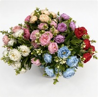 Bunga Buatan Realistis Berbahan Kain Frosted Brushed, Baby's Breath Star Peony Rustic, Perawatan Mudah, Dekorasi Ruang Tamu Rumah