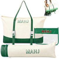 Mahjong-Fliesen-Aufbewahrungstasche mit 3 separaten Taschen, externem Mattenriemen, großem Fassungsvermögen, verstärkten Nähten, schneller Packmöglichkeit