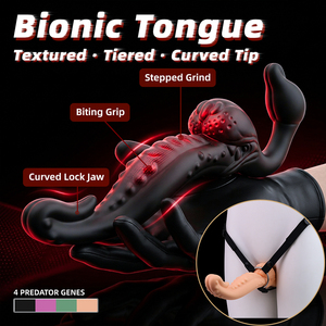 Dildo de doble punta colorido con correa, juguetes sexuales para adultos para el punto G, estimuladores de clítoris de silicona con forma de lengua para juegos de rol en pareja - Product Image 2