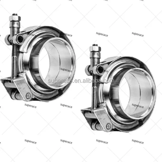 2 ''paslanmaz hızlı bırakma egzoz iniş borusu V bant kelepçe + flanşlar kiti