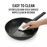 Poêle à frire noire E-Top avec bec verseur, poignée ergonomique isolante, ustensile de cuisine antiadhésif, casserole, poêle à sauce