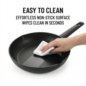 Poêle à frire noire E-Top avec bec verseur, poignée ergonomique isolante, ustensile de cuisine antiadhésif, casserole, poêle à sauce - Product Image 5