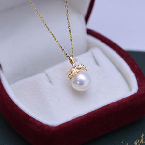 Collier pendentif en perle d'eau douce blanche de 9-10 mm, chaîne de clavicule en argent S925 pour femmes, lumière intense, tempérament féminin délicat - Product Image 2