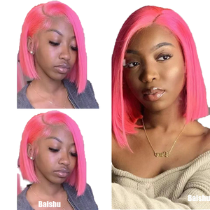 Perruque courte en dentelle frontale, <span class=keywords><strong>simulation</strong></span> de <span class=keywords><strong>cheveux</strong></span> courts, rouge vif, 10 pouces, fibre synthétique haute température - Product Image 1