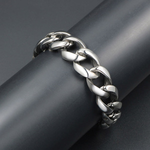 Men's <b>Titanium</b> Steel <b>Chain</b> Bracelet 20mm Curb Link Hip Hop Unisex Jewelry CE170 - Product Image 4