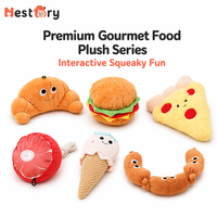 Jouet pour chien en peluche durable et écologique en forme de nourriture de dessin animé, qui couine, anti-ennui, pour usage intérieur et extérieur : Burger, Pizza, Saucisse, Croissant