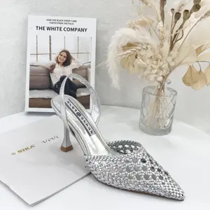 Chic Designs Shoes Shiny Luxury Women High Heels Shoes Low Hell Sandal Wedding Party Bridal Ladies For Lady