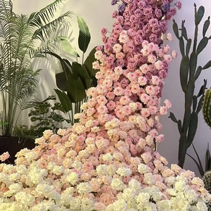 Decorazione Paesaggistica per Centri Commerciali, Cascata di Rose in Tessuto di Seta, Fiore Artificiale a 3 Teste, Vendita all'Ingrosso, Decorazione per Matrimoni - Product Image 1