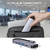 Docking Station Multiport 5-in-1 Tipe C, Adaptor Ekspansi Berbahan Aluminium Alloy dengan HUB USB, 4K HDTV, 100W PD, USB & Data Tipe C