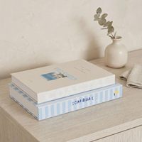 Ensemble de faux livres pliables en carton rigide rayé bleu, ornements creux pour l'affichage en boutique, à domicile ou à l'hôtel