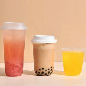 Gobelets à thé au lait Boba imprimés avec logo personnalisé, prix d'usine, gobelets réutilisables en plastique PP transparent en forme de U, impression possible - Product Image 1