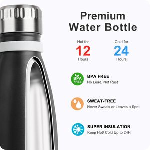 Bouteilles isothermes en acier inoxydable 304 à double paroi de 12 oz avec paille, vente en gros - Product Image 2