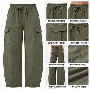 Pantalones <span class=keywords><strong>Cargo</strong></span> de Mezclilla para <span class=keywords><strong>Mujer</strong></span> con Cintura Ajustable, Corte Medio, Sin Elasticidad, Estilo Utilitario para Senderismo - Product Image 6