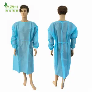 Robes simples en polypropylène PP Robe d'isolation jetable avec poignets tricotés Robe respirante Combinaison de gommage à usage médical/industriel