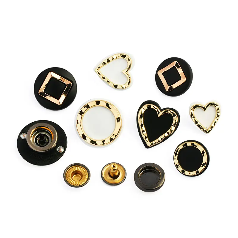 Custom Logo Shaped Stud Brass Or Alloy Snap Fastener Jacket Button Metal Snap Button For Clothing