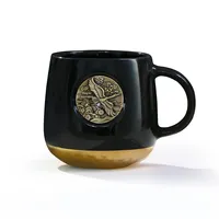 Tasse à café en céramique classique avec insigne en cuivre tasse de médaille de sirène rétro pour cadeau d'anniversaire de couple