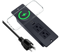 Multiprise encastrable de bureau avec chargeur sans fil rapide 15W et ports USB-A/C PD 20W pour bureaux à domicile et tables de conférence