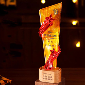 Il trofeo con Base di luce LED in cristallo personalizzato con Base a LED in legno per la stampa a colori MH-J595 del trofeo - Product Image 5