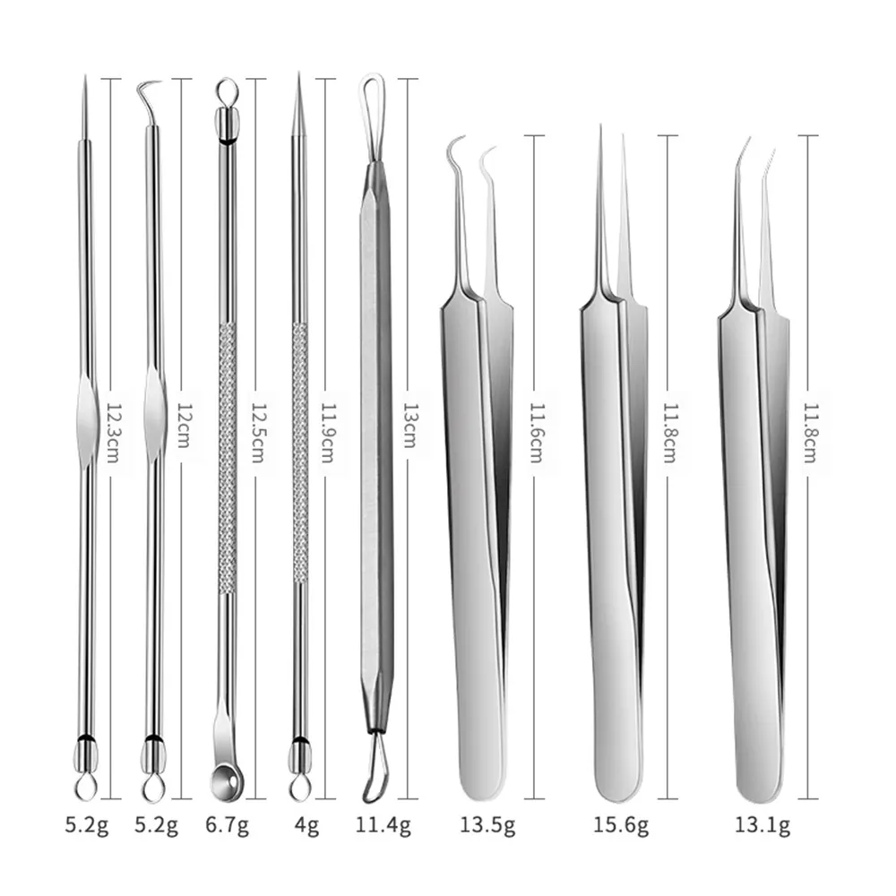 8 Stks/set Rvs Acne Mee-eter Verwijderen Naalden Puistje Spot Comedo Extractor Gereedschap