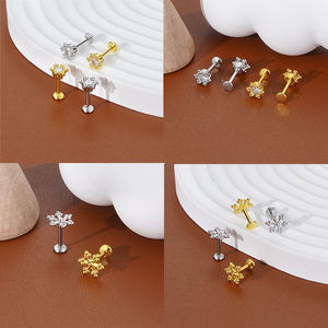 أقراط متدلية من الفولاذ المقاوم للصدأ بتصميم شجرة عيد الميلاد والثلج والأيل للنساء، مجوهرات ثقب الأذن بالجملة - Product Image 5