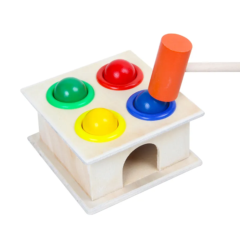 थोक लकड़ी हथौड़ा बॉक्स मज़ा खेल टंकण गेंद हम्सटर बच्चों के खेल पूर्वस्कूली शैक्षिक गेंदों दस्तक खिलौने