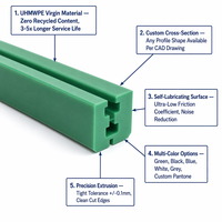 Kundenspezifische OEM Mehrfarbige Extrudierte Verschleißfeste Industrielle Kunststoff-UHMWPE-Führungsschiene