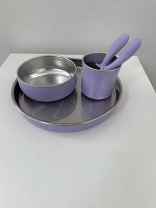 Ensemble de couverts souples non toxiques pour enfants en silicone de qualité alimentaire et acier inoxydable 304, comprenant cuillère, fourchette, bol et assiette pour tout-petits - Product Image 3