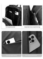 Tas Ransel Laptop 15.6 Inch yang Dapat Diperluas, Anti Air, Cocok untuk Perjalanan Bisnis, Disetujui untuk Dibawa Naik Pesawat, dengan Kompartemen Bagasi