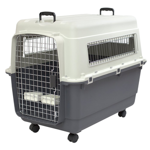 Cage de transport pour animaux de compagnie multifonctionnelle, respirante, anti-rayures, en plastique rigide, avec roulettes mobiles - Product Image 1