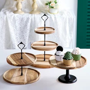 Soporte de madera para postres, bandeja redonda de varias capas para pasteles, para decoraciones de mesa de fiesta de cumpleaños - Product Image 2