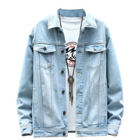 Veste en jean décontractée tendance pour hommes pour le printemps et l'automne style délavé avec vestes en jean