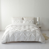 Ensemble de housse de couette en couleur unie faite à la main, trois pièces, housse de couette, literie avec taies d'oreiller, style européen