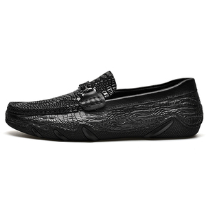 Mocassins Gommino Penny pour hommes en <span class=keywords><strong>cuir</strong></span> de vachette véritable, à boucle métallique, motif crocodile embossé, à rayures, faits main, à enfiler, coupe basse - Product Image 2