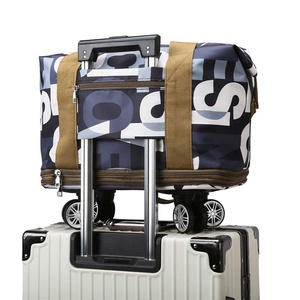 Foldable Travel <b>Duffel</b> <b>Bag</b> With Wheels Letter Pattern Zipper Closure 56-75L Waterproof Oxford Fabric Soft Handle - Product Image 4