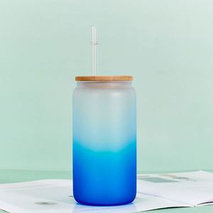 Vaso de Vidrio de Borosilicato Ligero con Degradado de Color, 12oz 16oz 20oz, Portátil para Viajes, para Smoothies - Product Image 2