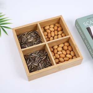 Caja de Bambú con Nueve Compartimentos para Aperitivos, Plato Rectangular de Madera Maciza para Frutas, para Uso Doméstico, Almacenamiento de Nueces y Frutos Secos - Product Image 3