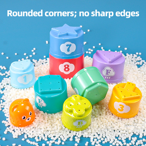 Jouet pour bébé HTL : Gobelets empilables pour le bain, la plage, le sable et l'eau, jeu de tri des chiffres, des lettres et des formes, tour d'apprentissage sensoriel Montessori - Product Image 5