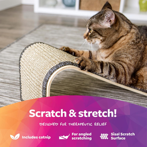 Sisal Angle <b>Ramp</b> <b>Cat</b> Scratcher, Natural Woven Sisal Surface & Stable Wooden Structure with Organic Catnip - Product Image 4