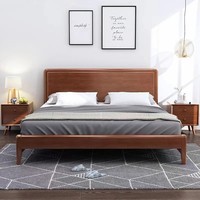 Ensemble de chambre à coucher en bois massif nordique Lit king-size Lit double Lit queen-size Lit simple avec lattes en bois Design minimaliste moderne Maison & Chambre locative