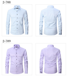 Nuove Camicie da <span class=keywords><strong>Uomo</strong></span> Casual a Maniche Lunghe per l'Autunno, Bianche, Nere, <span class=keywords><strong>Blu</strong></span>, Rosse, Camicie Formali Slim Fit per <span class=keywords><strong>Uomo</strong></span> - Product Image 4