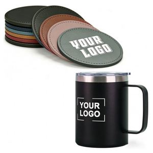 Sous-verres ronds en cuir PU populaires pour la vente en gros, personnalisables, vierges, pour hôtels, restaurants, promotionnels, cadeaux d'affaires, gravables au laser - Product Image 1