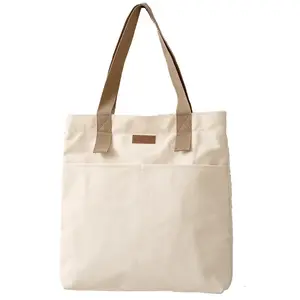 Single Shoulder Casual Environmental Cotton Soft Canvas Shopping Portable Tote Bag Reusable With Custom Printed Logo And Zipper