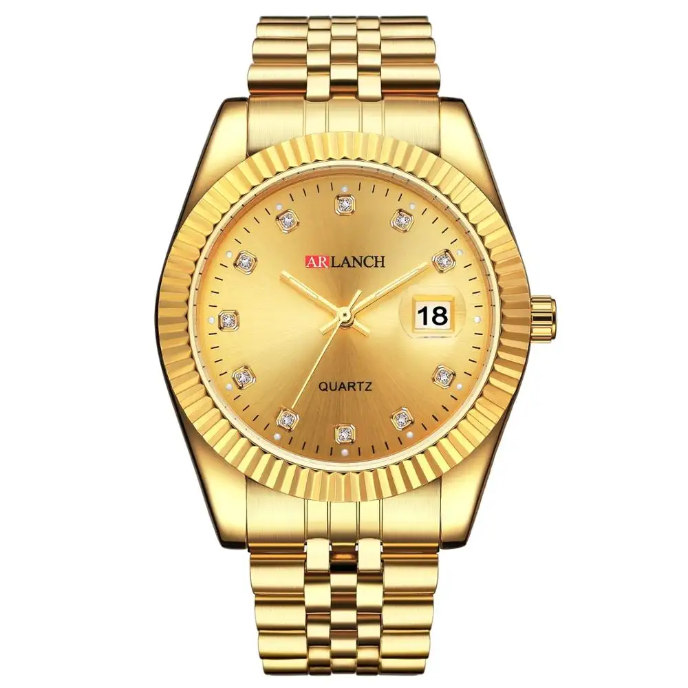 ARLANCH A304 Men Watches Top Brand Luxury Business Men's Watch Diamond Stainless Steel Waterproof Quartz Wristwatch Calendar